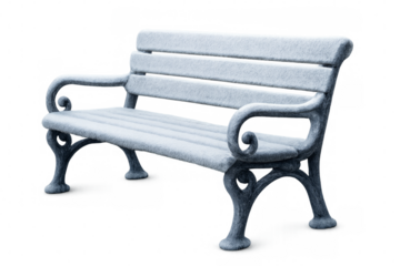 Park bench covered in snow during winter season