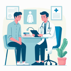 Fototapeta premium vector illustration of patient consultation with doctor
