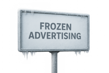 Frozen advertising billboard concept showing winter marketing delay