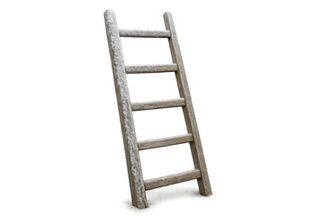 Wooden ladder with snow for winter climbing concept