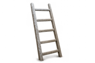 Wooden ladder with snow for winter climbing concept