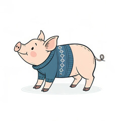 miniature pig sweater icon isolated