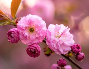 Obraz premium Pink Flowers Blooming on Branch