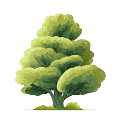 Stylized Green Tree Vector Icon with Detailed Foliage and Trunk