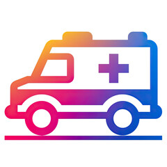 Stylized ambulance icon featuring a smooth colorful gradient design.