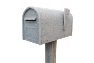 Frozen mailbox covered in snow receiving winter mail