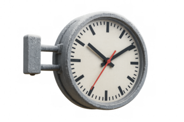 Vintage public clock with a red second hand displaying time