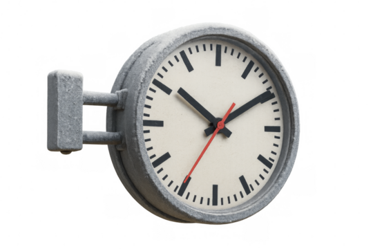 Vintage public clock with a red second hand displaying time - Powered by Adobe