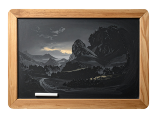 Wooden Frame Blackboard with Chalk Isolated on White Background