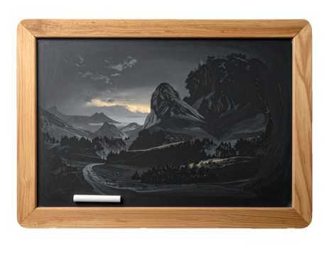 Wooden Frame Blackboard with Chalk Isolated on White Background