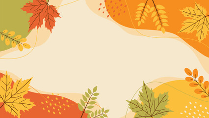 Autumn background with colorful fall leaves, abstract pastel organic wallpaper design for seasonal templates, festival events, greeting cards, sale banners, websites, and pages