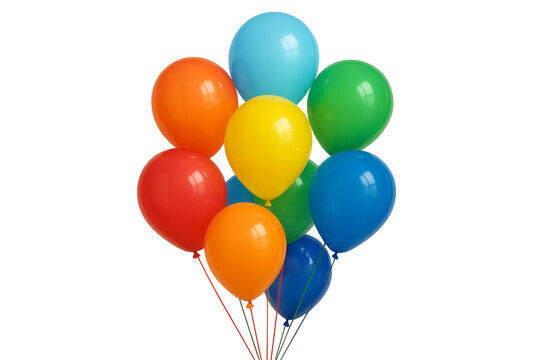 Colorful birthday and party balloons floating with transparent background - Powered by Adobe