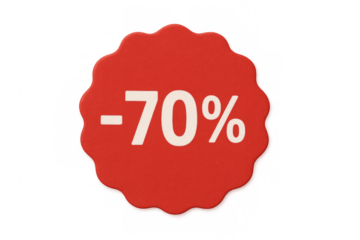 Red sale tag showing 70 percent discount