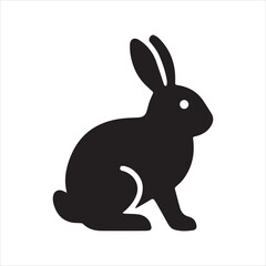 Obraz premium Rabbit icon silhouette vector with white background
