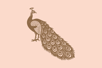 Peacock silhouette flat graphic style vector illustration