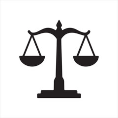 Scales of Justice icon silhouette vector with white background