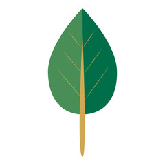 Tall simple green tree with trunk illustration