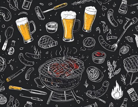 BBQ party graphic pattern