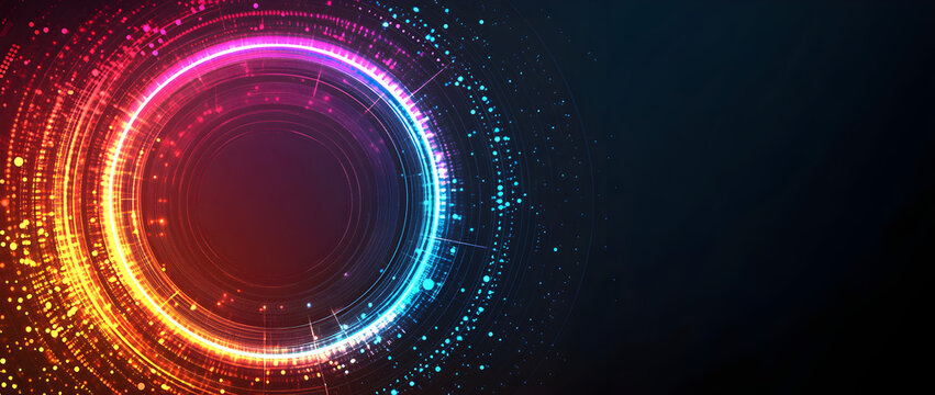 Futuristic abstract background in dark tones with circular and linear elements representing technology, modern network design, and digital connection concept for banners or posters