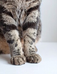 Tabby cat paws close-up