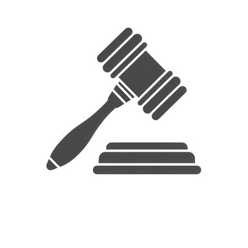 AI Gavel Hammer Icon Monochrome Flat Vector for Legal Tech