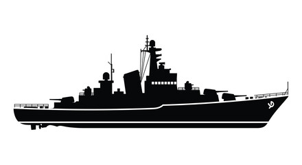 Obraz premium Detailed black ship illustration against a white background striking silhouette