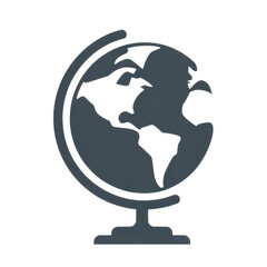 Minimalist monochrome flat vector icon of an earth globe with continents.