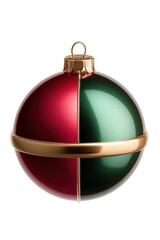 Shiny Christmas Ornament Red Green Gold isolated on a transparent background bauble decoration