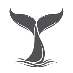 Obraz premium Monochrome Flat Vector Icon of a Whale Tail in Water