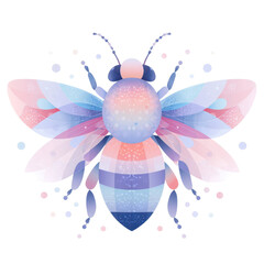 Dreamy Pastel Geometric Flat Vector Icon of a Sparkly Bee