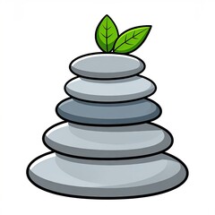 Stacked gray stones with green leaves (6)