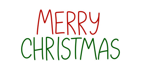 Vector lettering design Merry Christmas in hand drawn, festive font. Perfect for holiday greeting cards, posters, and seasonal designs. Merry Xmas, New Year 2026, hand writting lettering.