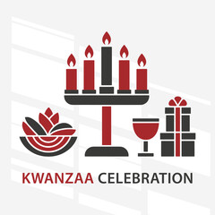 The flat design concept for the Kwanzaa Celebration poster focuses on simplicity, elegance, and ease of recognition.