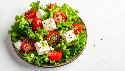 Fresh salad with feta cheese and cherry tomatoes