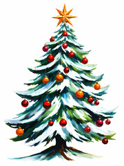 traditinal christmas tree painting vector illustration