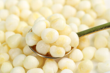 Fresh Skinless Corn Kernels on Spoon - Healthy Breakfast Ingredient