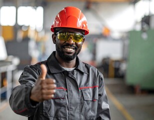 Smiling worker in safety gear