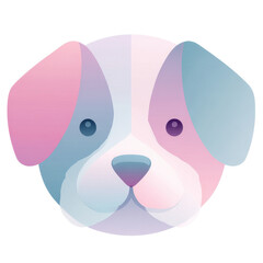 Cute Pastel Colored Dog Face Vector Icon Illustration