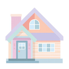 Charming Pastel Flat Vector House Icon Isolated on Black