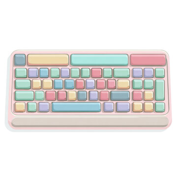 Colorful Pastel Flat Vector Computer Keyboard Icon with Soft Keys