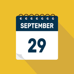 september 29 calendar icon vector illustration with design