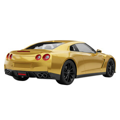Fototapeta premium Golden Sports Car Rear View with Open Trunk, Isolated