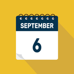 september 6 calendar icon vector illustration with design