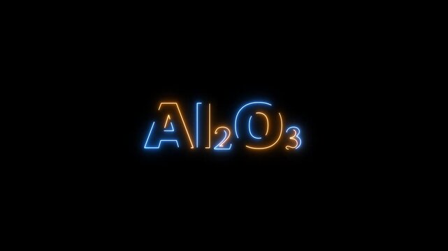 Neon Chemical Formula For Aluminum Oxide Al2 O3 Against Black Background chemistry science