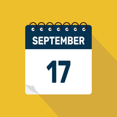 september 17 calendar icon vector illustration with design