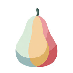 Abstract Pastel Colored Pear Fruit Icon in Flat Vector Style