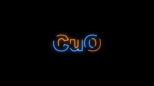 Copper Oxide Chemical Formula Cu O Neon Sign Glowing On Black Background image photo