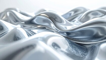 Abstract, flowing, metallic, silver waves