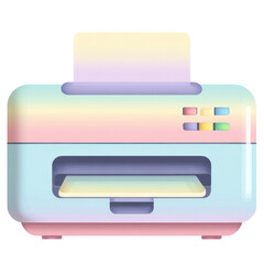 Soft Pastel Color Printer Icon with Control Panel and Tray