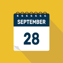 september 28 calendar icon vector illustration with design